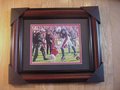 Picture: UGA V Barks at Auburn's Robert Baker original 1996 "Victory on the Plains" 8 X 10 photo professionally double matted in team colors to 11 X 14 and framed in very nice cherry wood molding to 16 X 19.