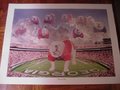 Picture: This is an original Georgia Bulldogs "Heavenly Dawgs" print featuring UGA IX Russ on the field as the previous eight UGA's look after him. 16 X 20 art print with an image area of 13 X 18. In excellent shape with no pin holes or tears. Never used.