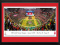 Picture: Ohio State Buckeyes 13.5 X 40 panoramic print professionally double matted in team colors and framed to 18 X 44. 2014 Football National Champions - January 12, 2015 - Ohio State 42 - Oregon 20 This panorama, taken by Christopher Gjevre, spotlights the celebration of a new era and the biggest college football game of the year, the 1st annual College Football Championship Game, between the two top ranked teams of the 2014 season - the Ohio State Buckeyes and the Oregon Ducks. No stranger to adversity, the Buckeyes completed a remarkable in-season turnaround (14-1) and began the first major college football playoff as an underdog, the fourth and final seed, yet, became the truest champion big-time football has ever crowned. With this win, Ohio State captured the night, made history and claimed their eighth national title; soundly ending the year-long debate to determine the best team in the 2014 college football season.