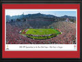 Picture: Ohio State Buckeyes 13.5 X 40 Panoramic Poster professionally double matted in team colors and framed to 18 X 44. This panoramic photo, taken on January 1, 2025, captures the opening kickoff of the 111th Rose Bowl Game at the Rose Bowl Stadium in Pasadena, California. This College Football Playoff quarterfinal game pitted the #1 ranked and undefeated Big Ten Champion Oregon Ducks against the #6 ranked Ohio State Buckeyes. In front of 90,732 boisterous fans, the Buckeyes defeated the Ducks 41-21 in "The Granddaddy of Them All" and advanced to the Cotton Bowl, a CFP semifinal game in the expanded 12-team CFP Playoff format.